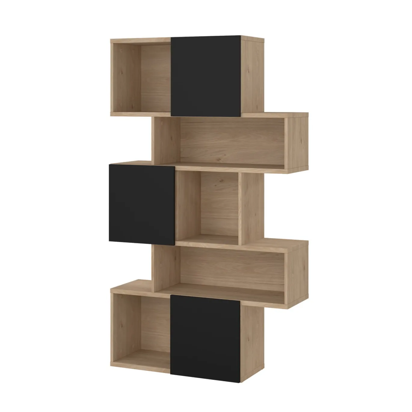 Boekenkast Maze Mat Zwart Jackson Hickory - Giga Living