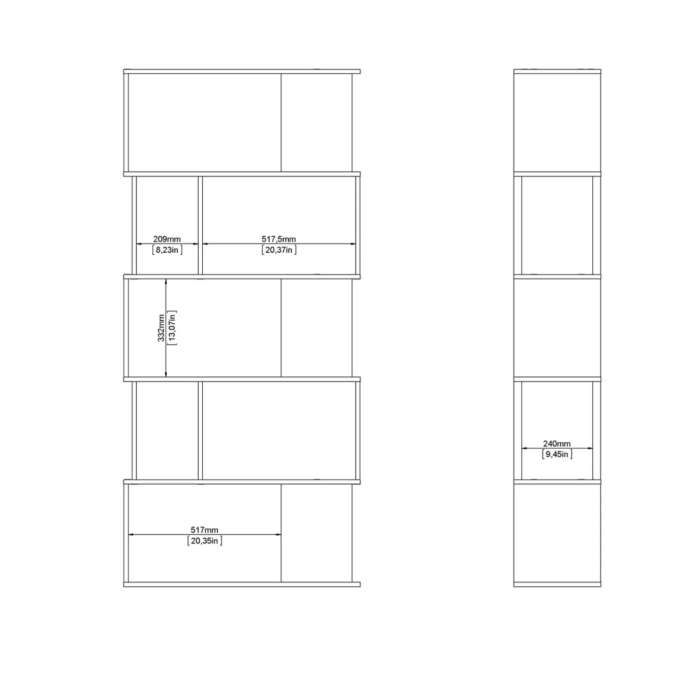 Boekenkast Maze Wit Jackson Hickory - Giga Living