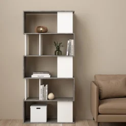 Boekenkast Maze Wit Oxide Beton - Giga Living