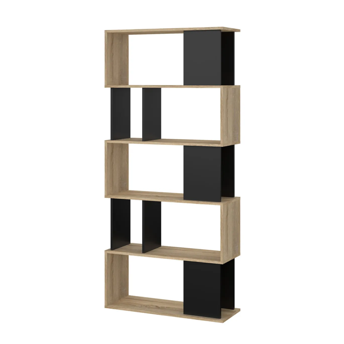 Boekenkast Maze Zwart/Naturel - Giga Living