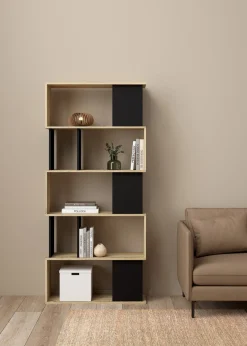 Boekenkast Maze Zwart/Naturel - Giga Living