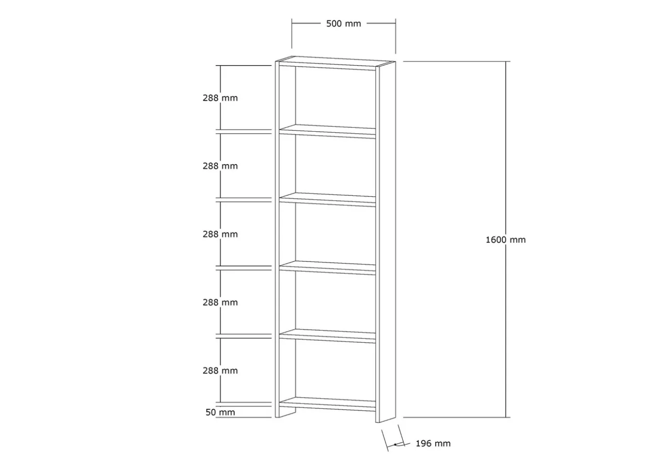 Boekenkast New Walnoot 160cm