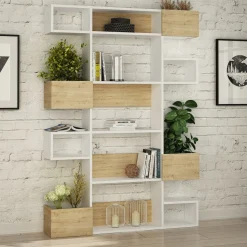 Boekenkast Niho Melamine Wit Eiken