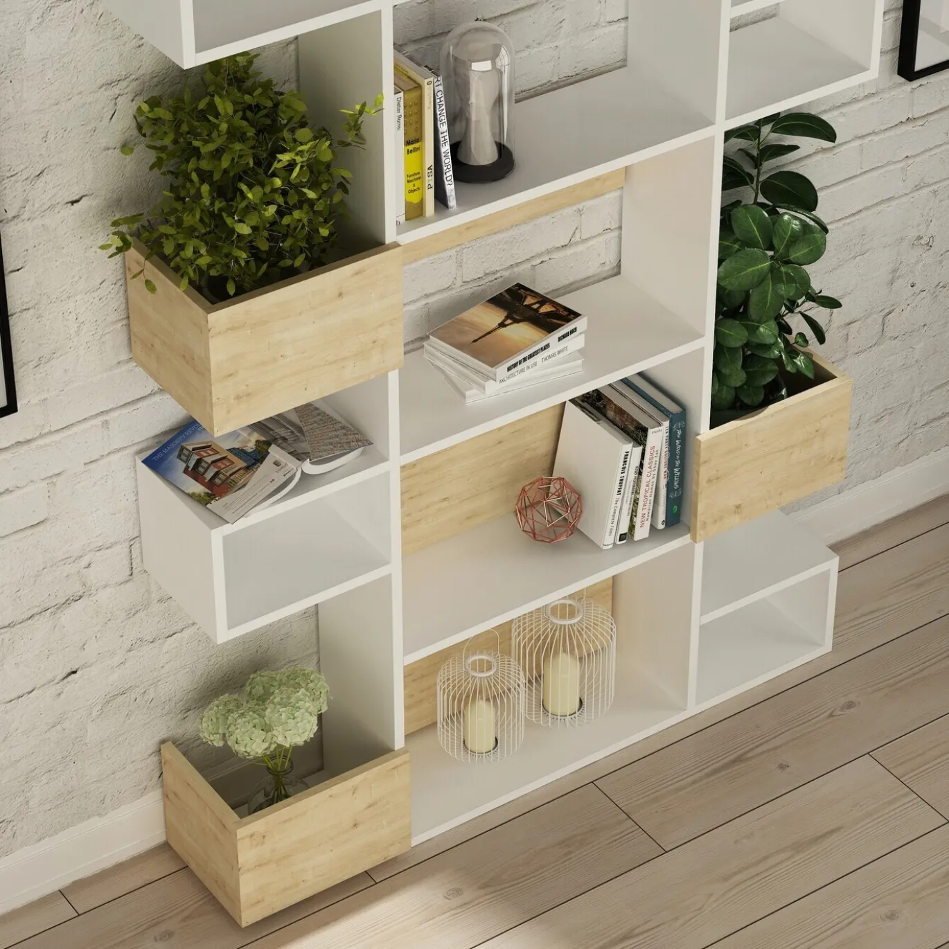 Boekenkast Niho Melamine Wit Eiken