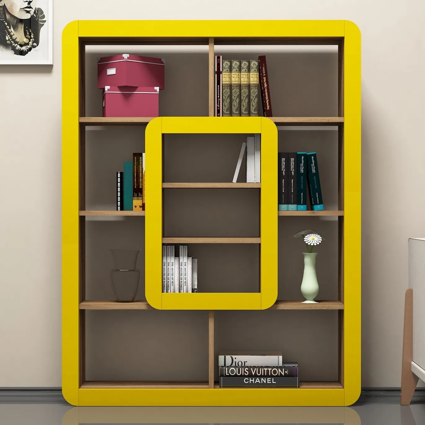 Boekenkast Orkide Melamine Geel