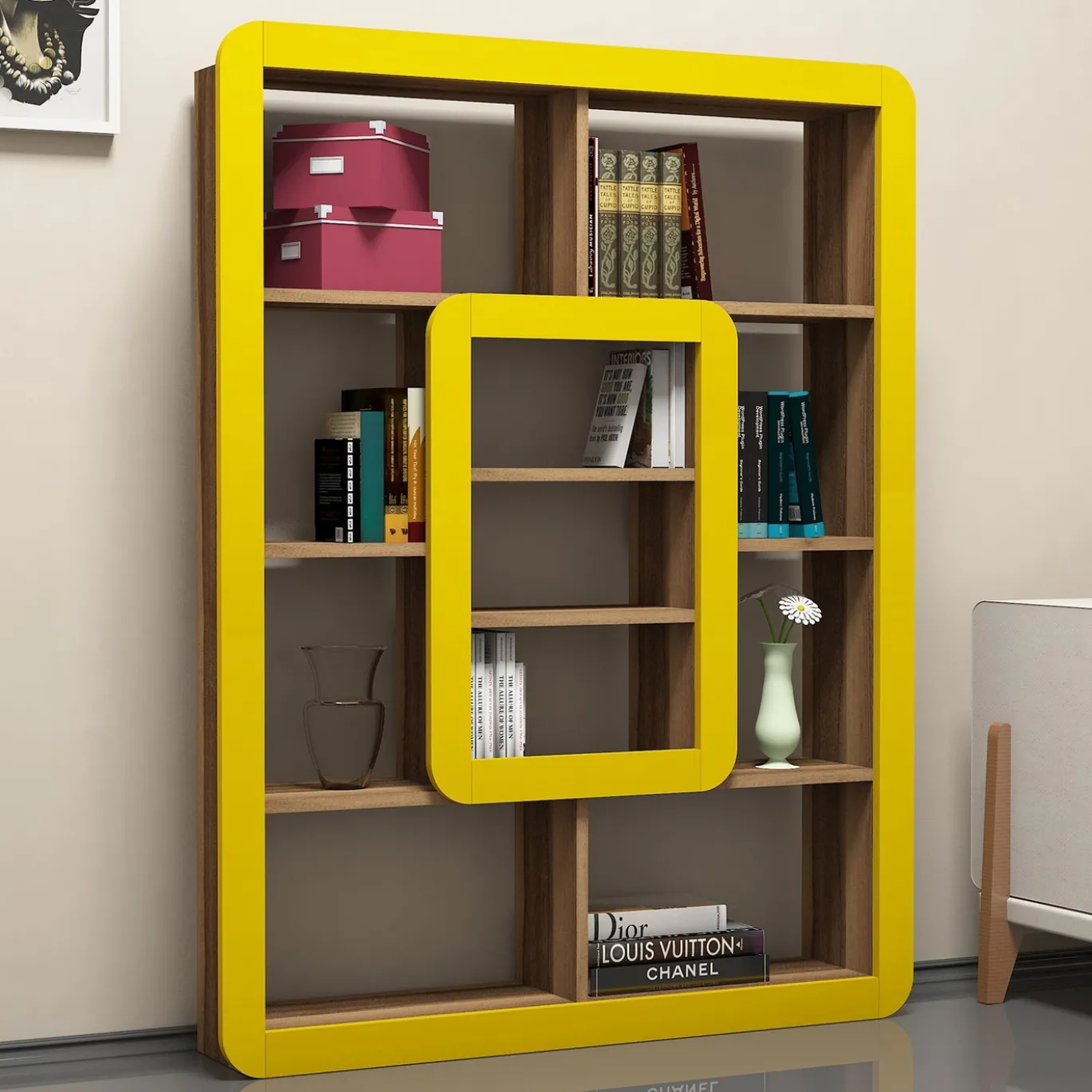 Boekenkast Orkide Melamine Geel