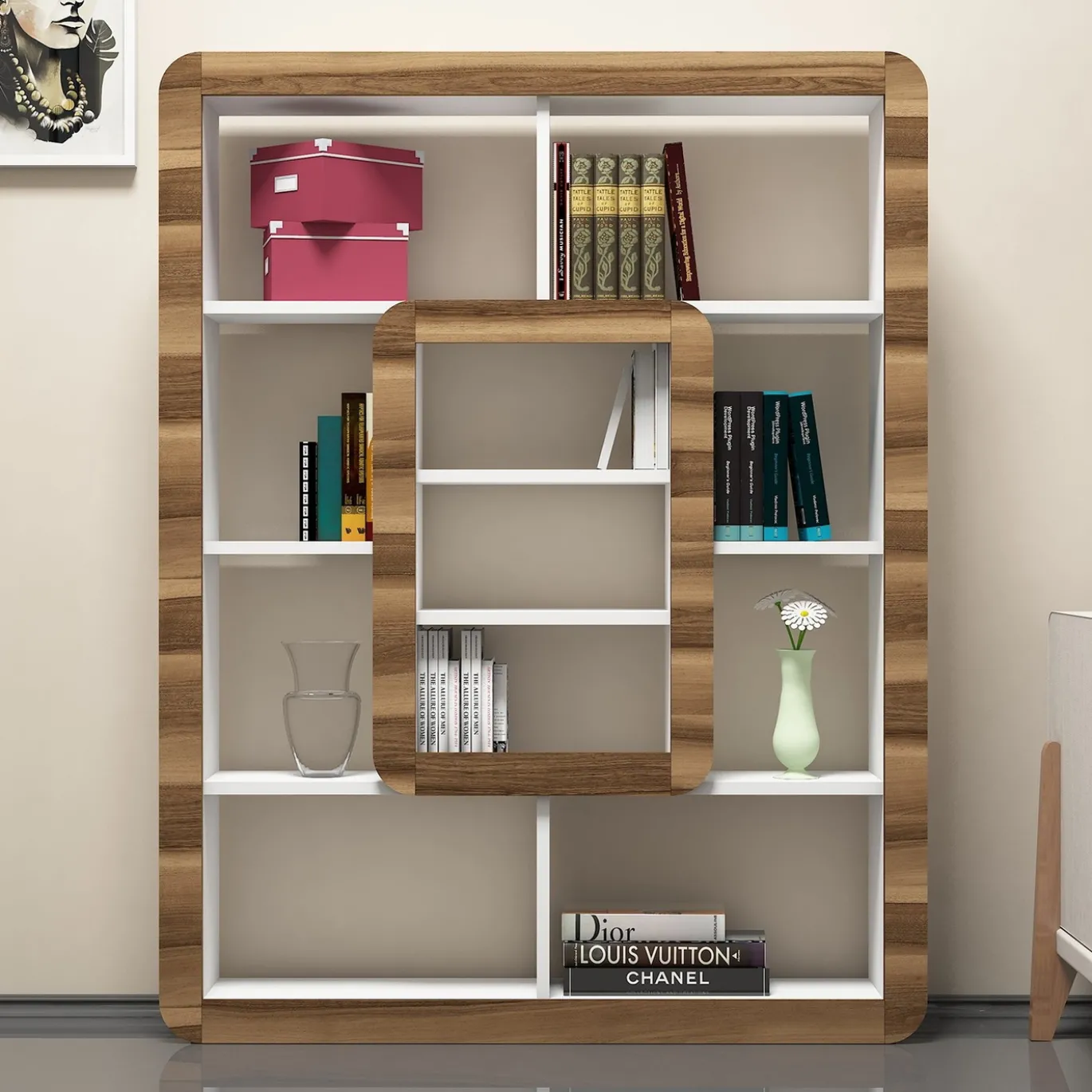 Boekenkast Orkide Walnoot/Wit 140cm