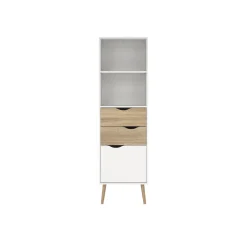 Boekenkast Oslo Wit/Naturel 1-deurs + 2-lades - Giga Living
