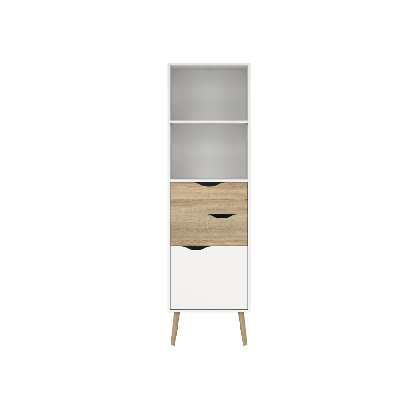 Boekenkast Oslo Wit/Naturel 1-deurs + 2-lades - Giga Living