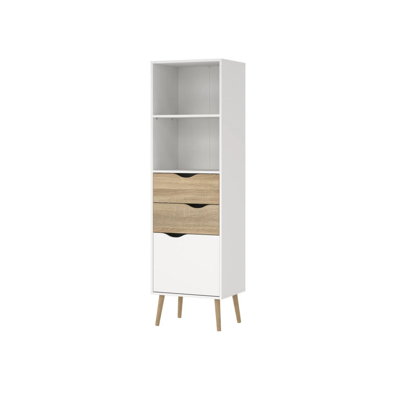 Boekenkast Oslo Wit/Naturel 1-deurs + 2-lades - Giga Living