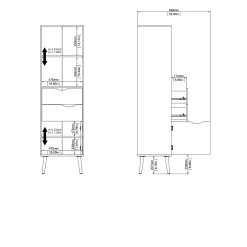 Boekenkast Oslo Wit/Naturel 1-deurs + 2-lades - Giga Living