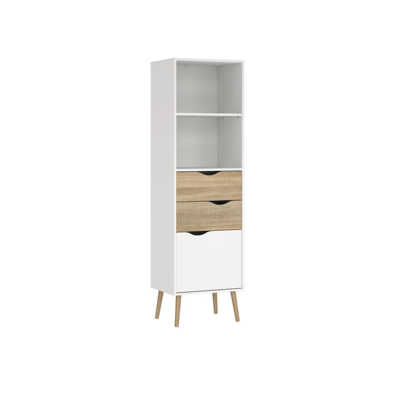 Boekenkast Oslo Wit/Naturel 1-deurs + 2-lades - Giga Living