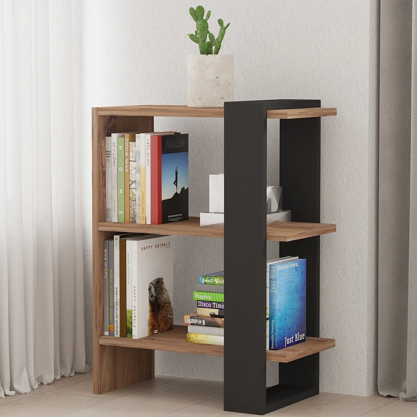 Boekenkast Ova Bruin/Antraciet 70cm