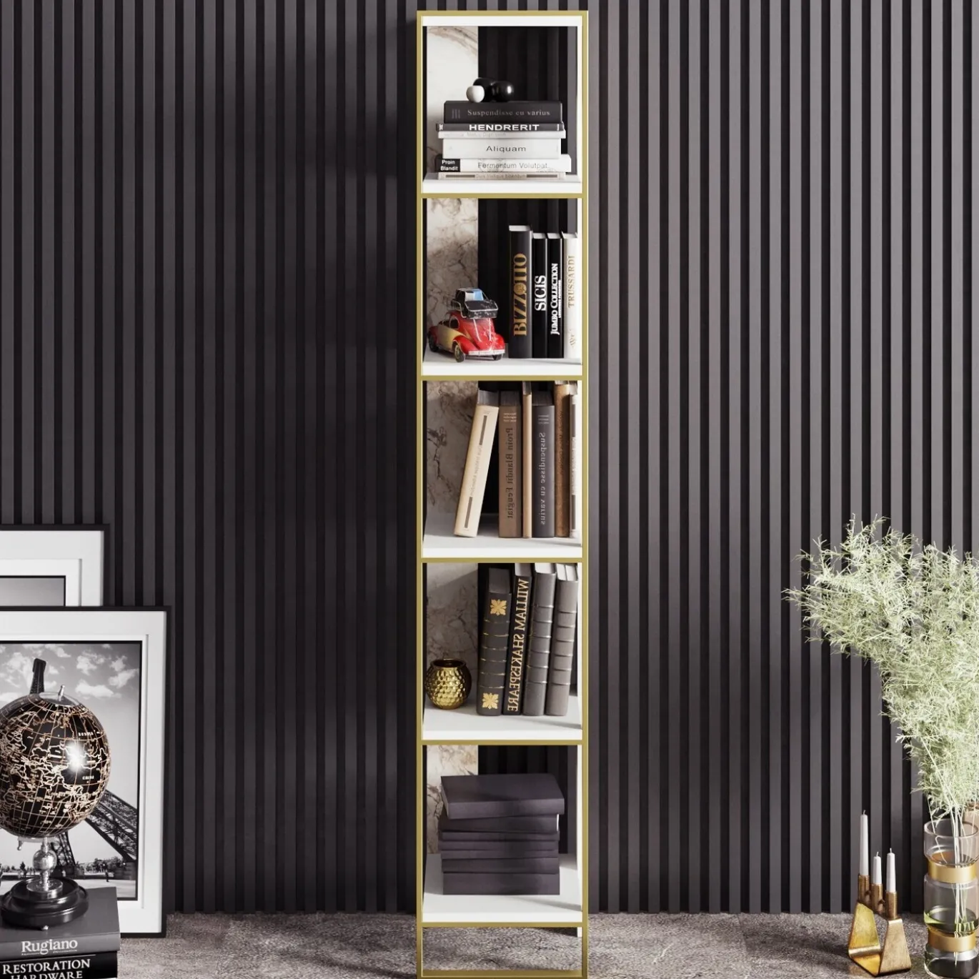 Boekenkast Polka Melamine Goud Wit