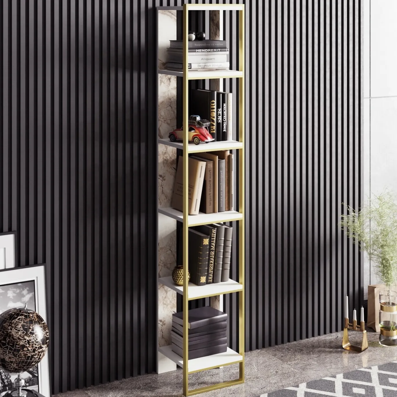 Boekenkast Polka Melamine Goud Wit