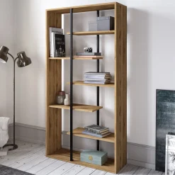 Boekenkast Presto Melamine Walnoot Zwart