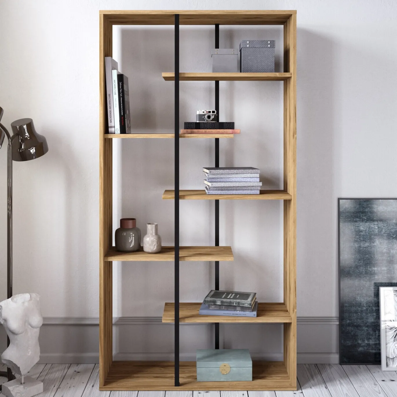 Boekenkast Presto Melamine Walnoot Zwart