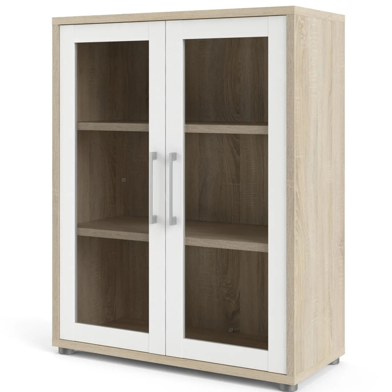Boekenkast Prima Wit/Naturel Met Glas - Giga Living