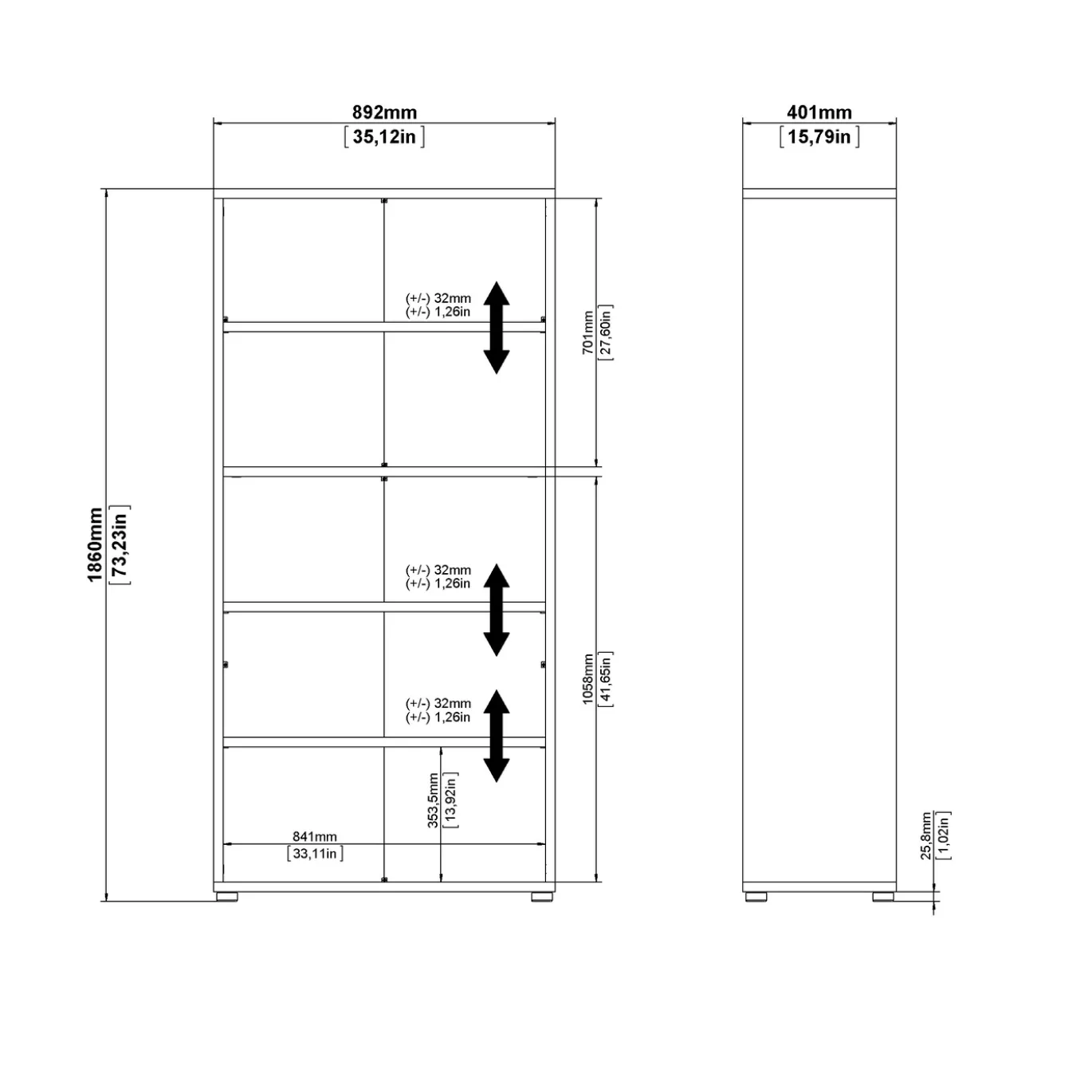 Boekenkast Prima Wit Open 186cm - Giga Living