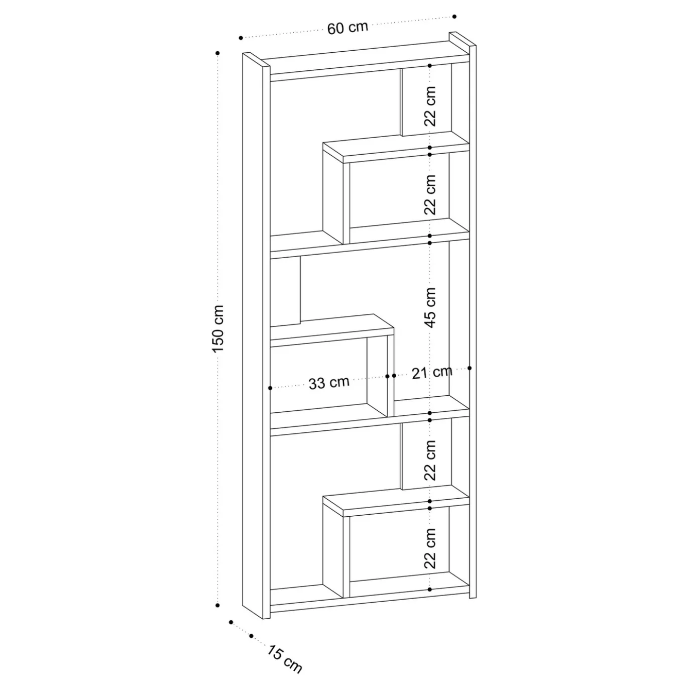 Boekenkast Prins Wit 150cm