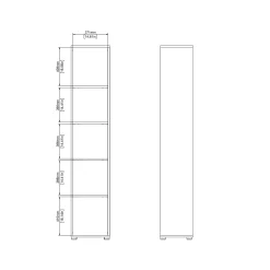 Boekenkast Sign Jackson B Hickory Matgrijs 41x205cm - Giga Living
