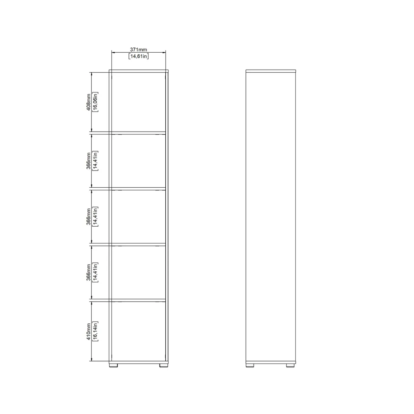Boekenkast Sign Jackson B Hickory Matgrijs 41x205cm - Giga Living
