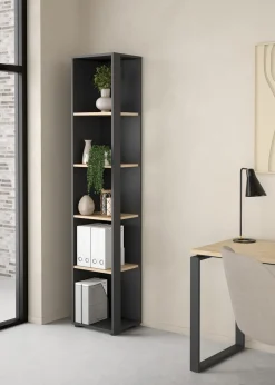 Boekenkast Sign Jackson B Hickory Matgrijs 41x205cm - Giga Living