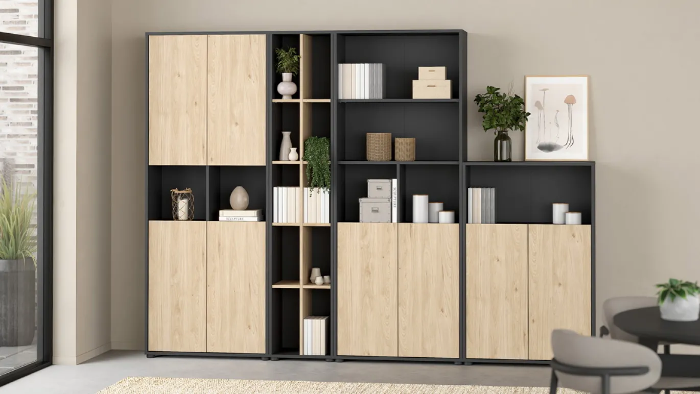 Boekenkast Sign Jackson B Hickory Matgrijs 41x205cm - Giga Living