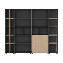 Boekenkast Sign Jackson Hickory Matgrijs 240x205cm - Giga Living