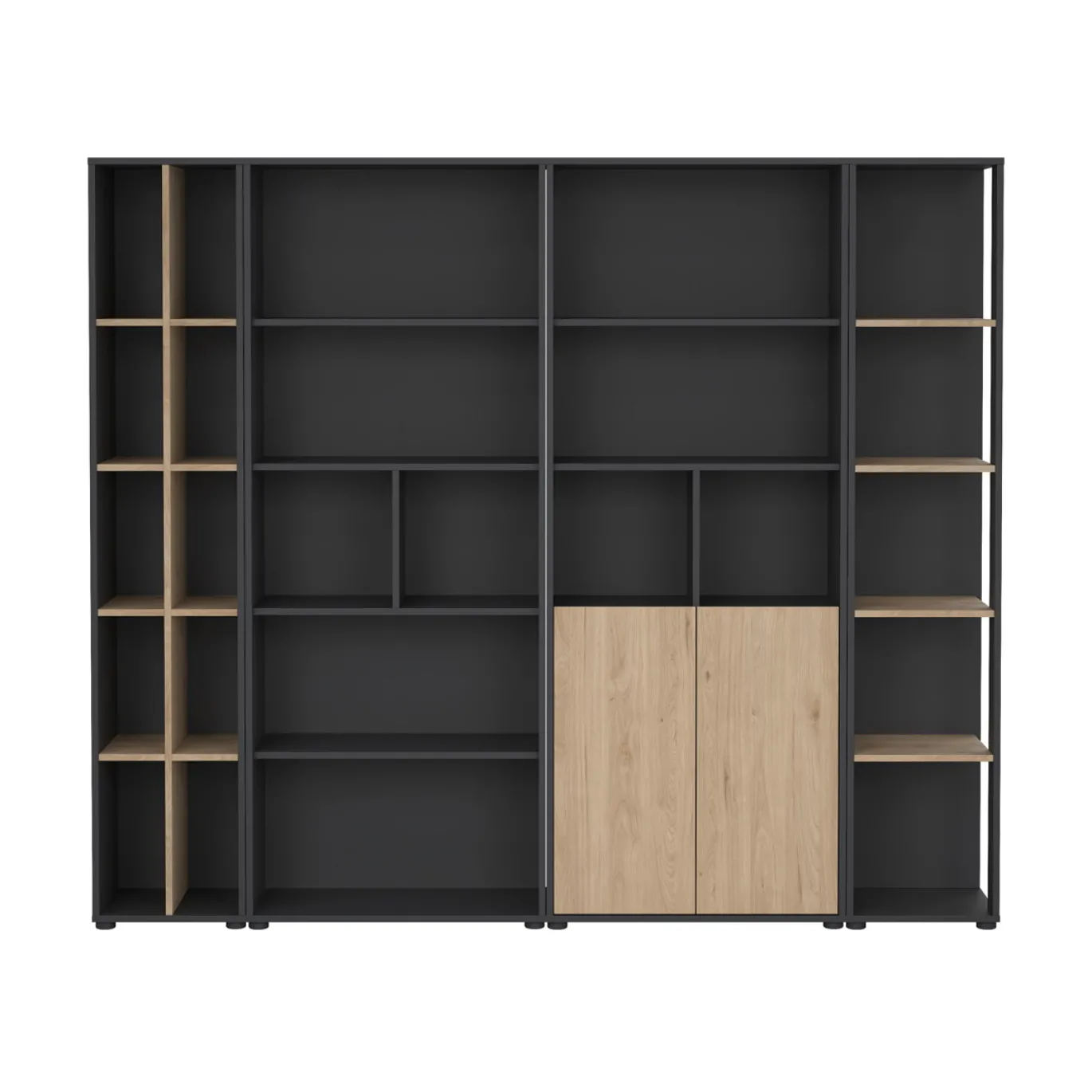 Boekenkast Sign Jackson Hickory Matgrijs 240x205cm - Giga Living