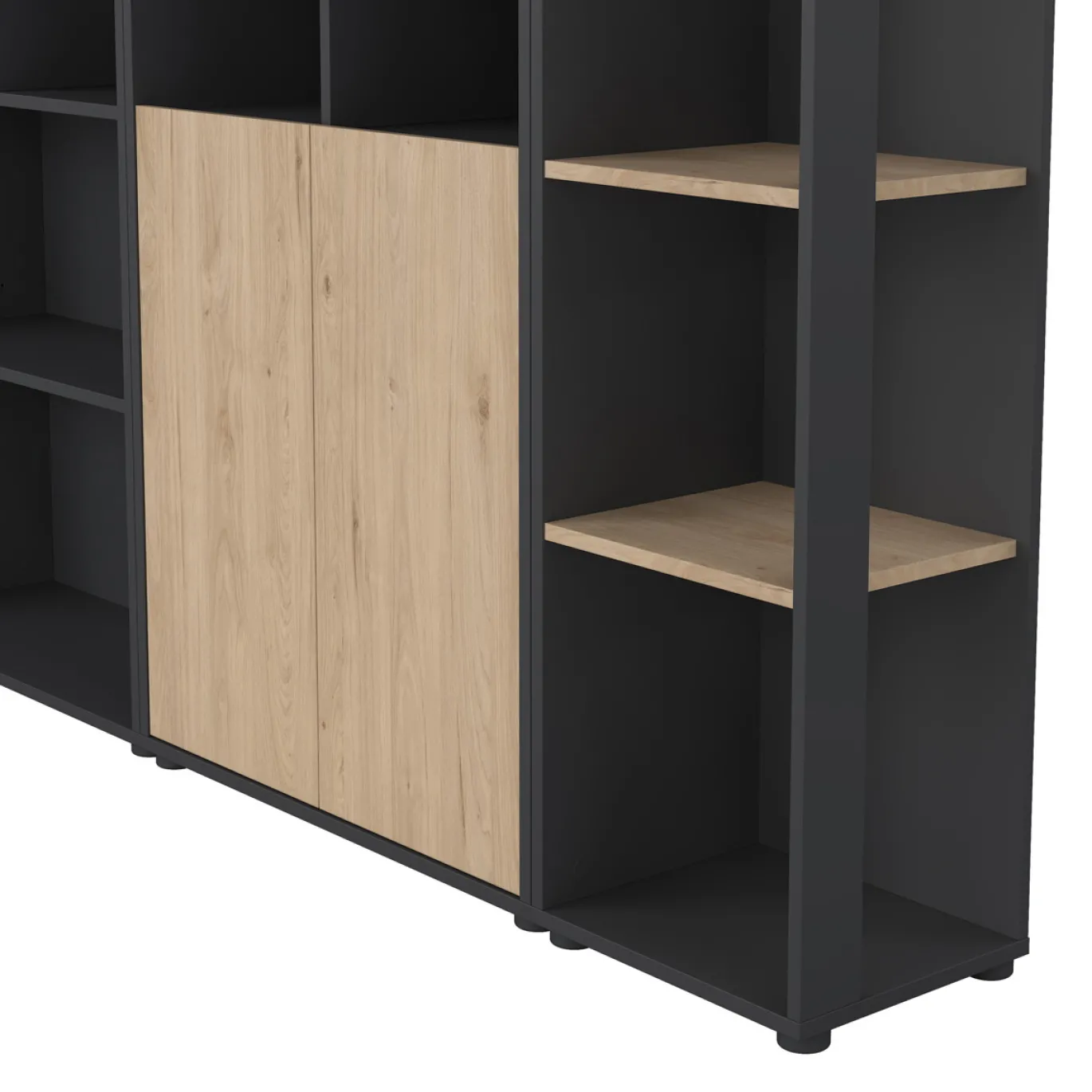 Boekenkast Sign Jackson Hickory Matgrijs 240x205cm - Giga Living
