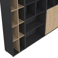 Boekenkast Sign Jackson Hickory Matgrijs 240x205cm - Giga Living