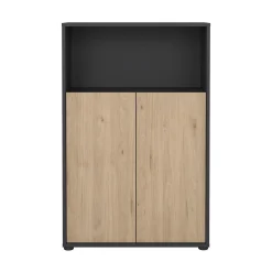 Boekenkast Sign Jackson Hickory Matgrijs 124cm - Giga Living