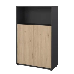 Boekenkast Sign Jackson Hickory Matgrijs 124cm - Giga Living