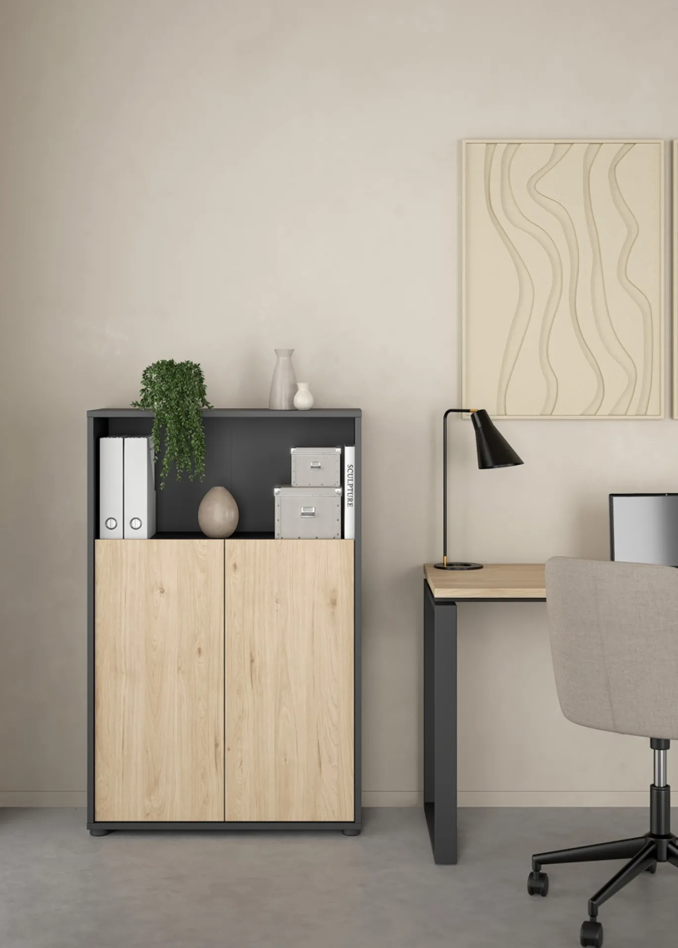 Boekenkast Sign Jackson Hickory Matgrijs 124cm - Giga Living
