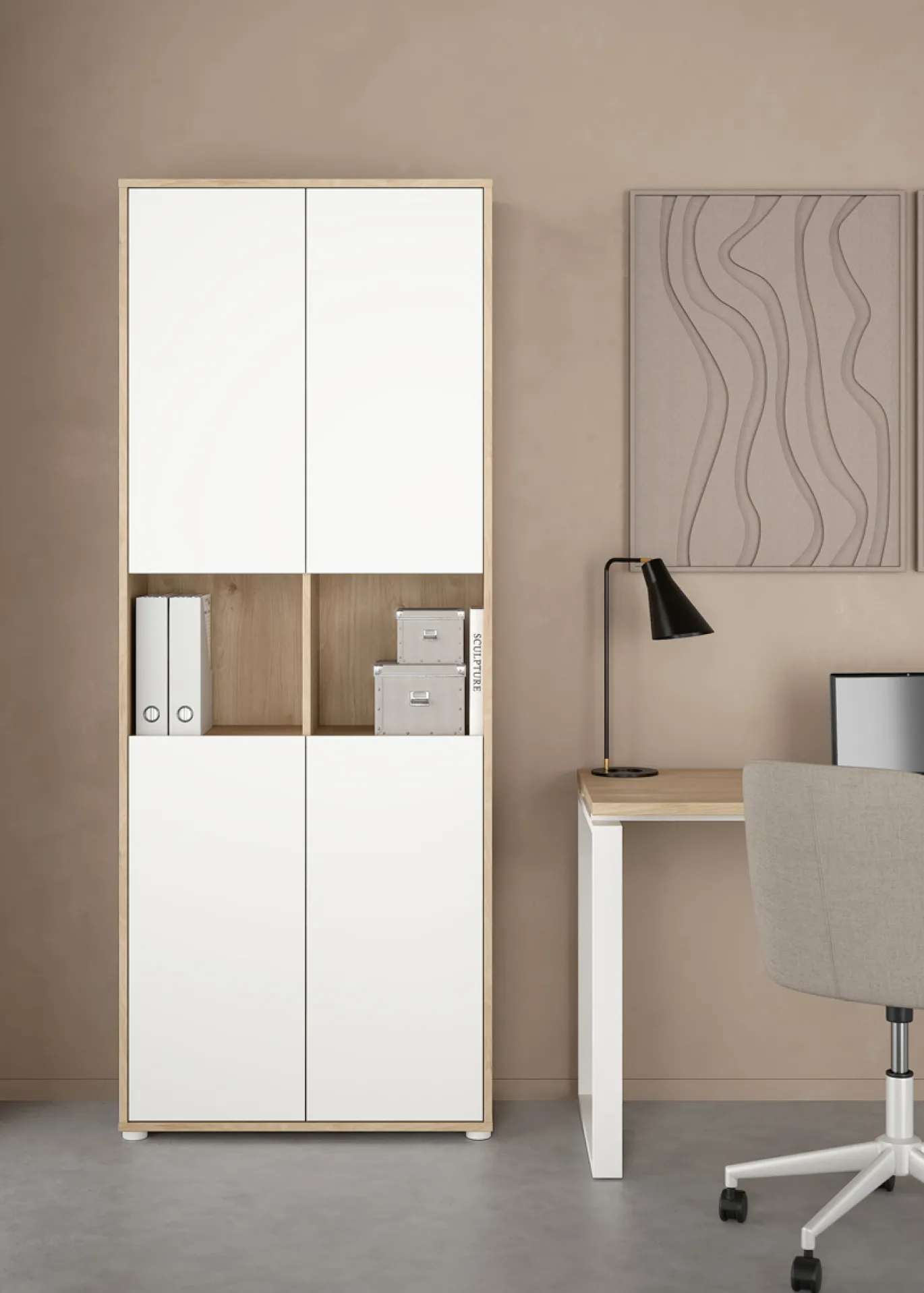 Boekenkast Sign Wit Jackson Hickory 240x205cm - Giga Living