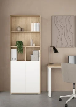 Boekenkast Sign Wit Jackson Hickory 2-deurs 205cm - Giga Living