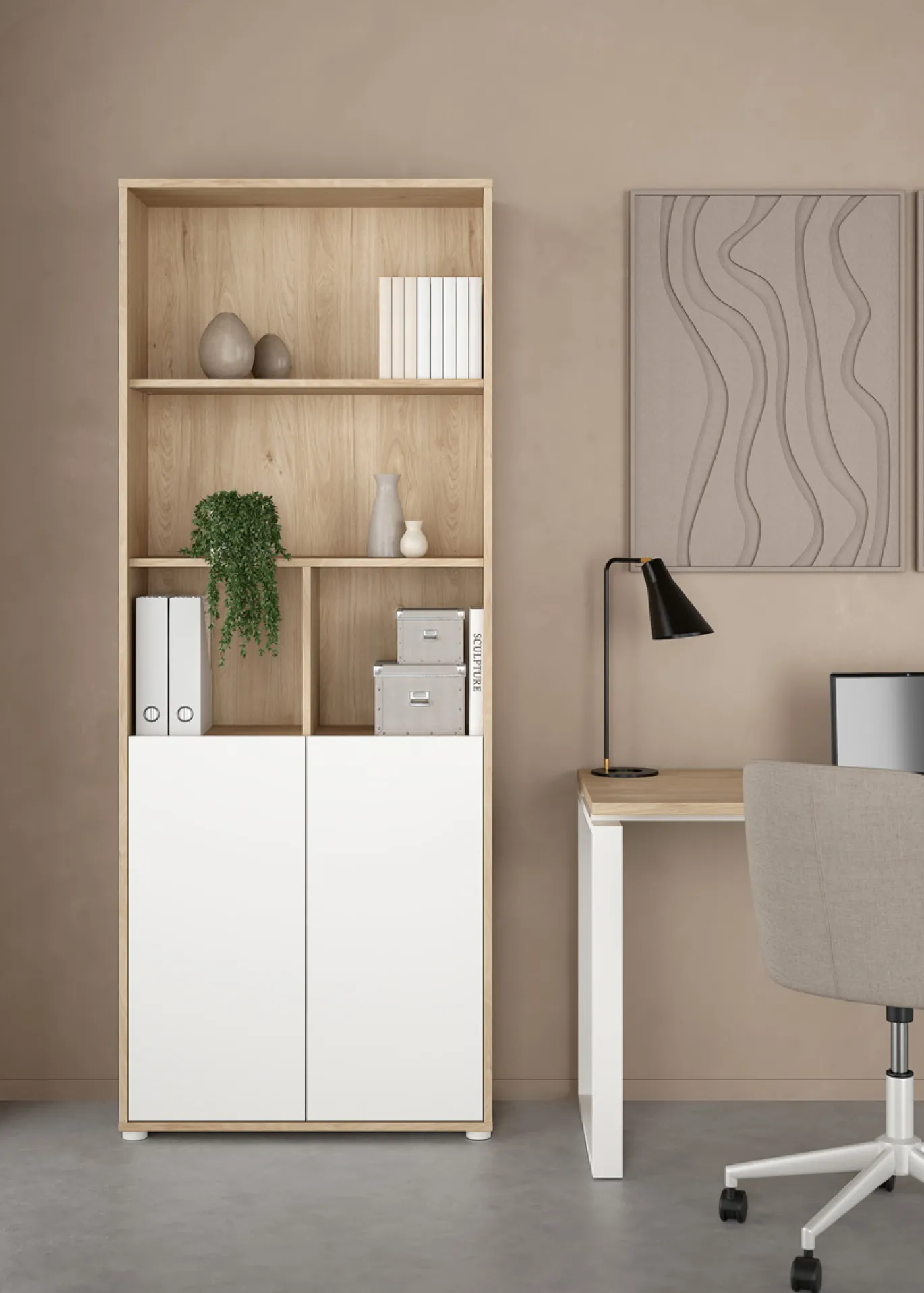 Boekenkast Sign Wit Jackson Hickory 2-deurs 205cm - Giga Living