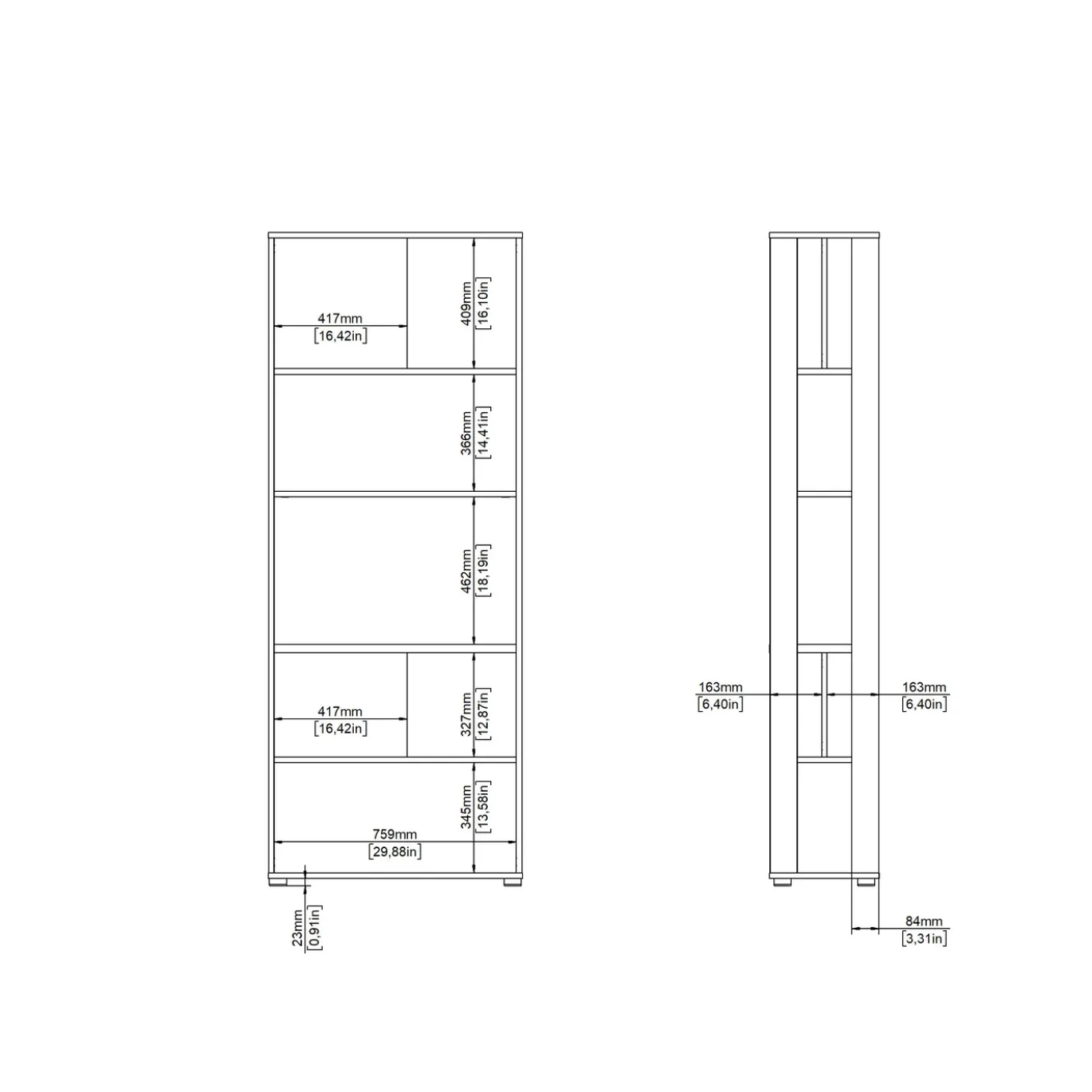 Boekenkast Sign Wit Jackson Hickory 80x205cm - Giga Living