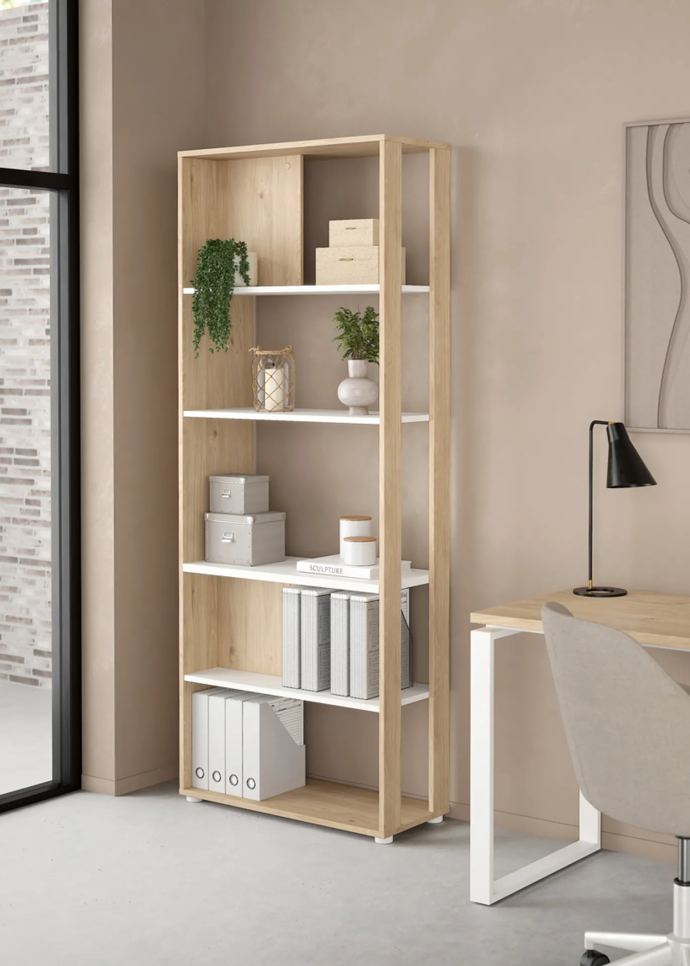 Boekenkast Sign Wit Jackson Hickory 80x205cm - Giga Living