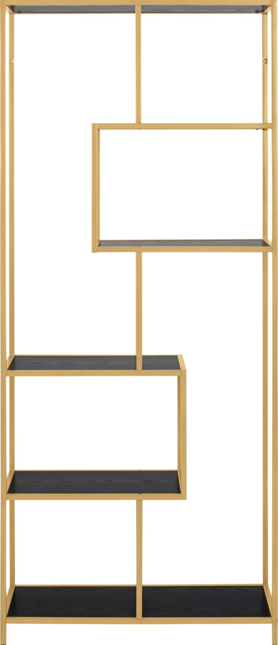 Boekenkast Varven Melamine Zwart/Goud Ash 185cm - Giga Living