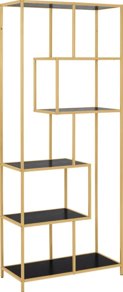 Boekenkast Varven Melamine Zwart/Goud Ash 185cm - Giga Living