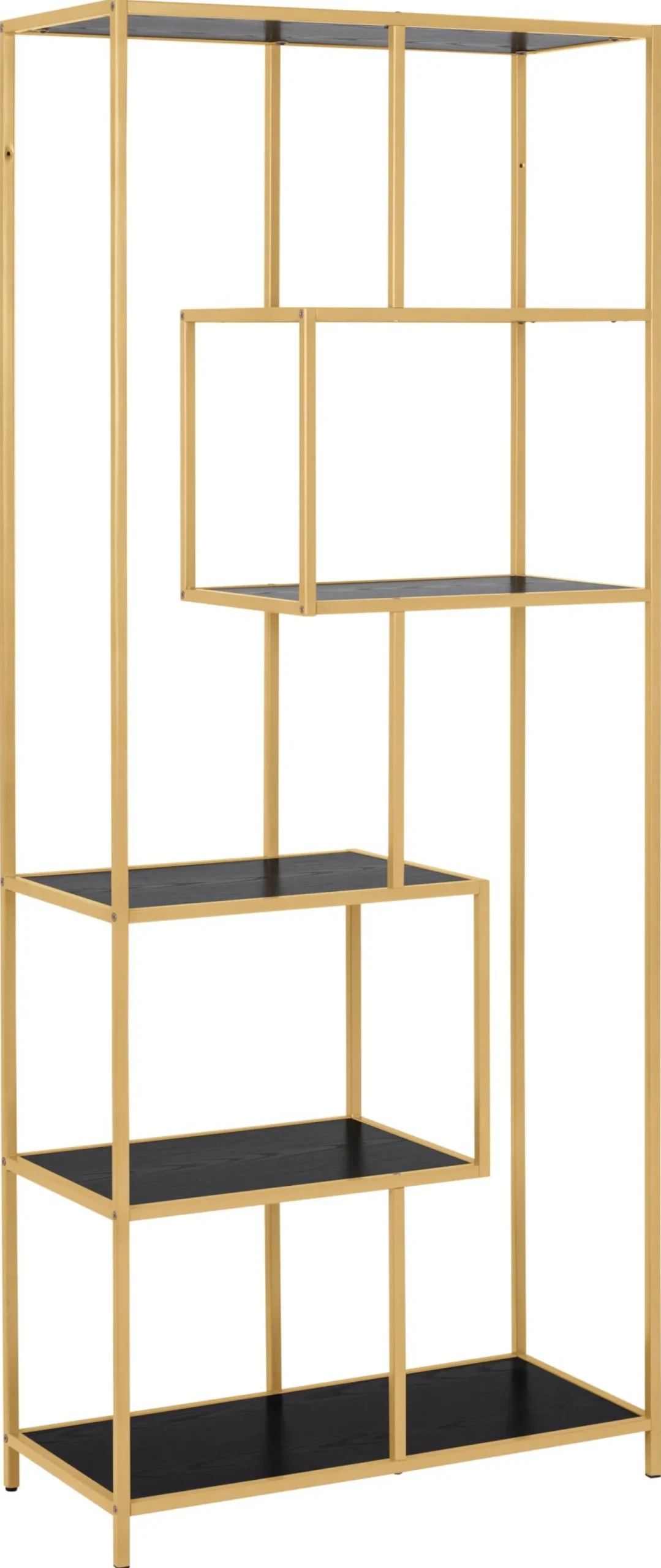 Boekenkast Varven Melamine Zwart/Goud Ash 185cm - Giga Living