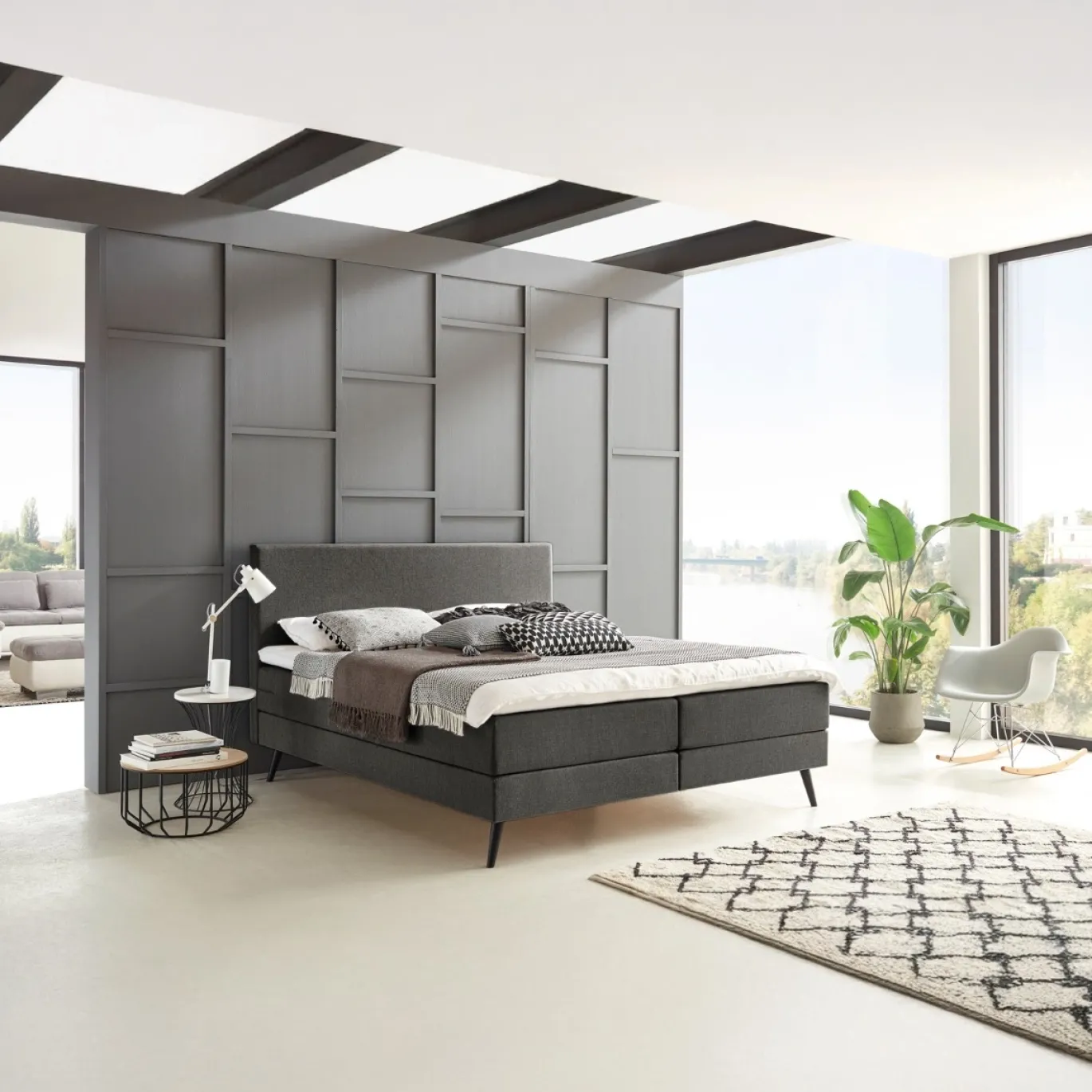 Boxspring Hugo Antraciet 160x200cm - Giga Meubel