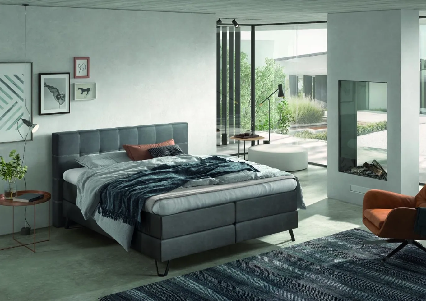 Boxspring Jeep Antraciet 180x200cm - Giga Meubel