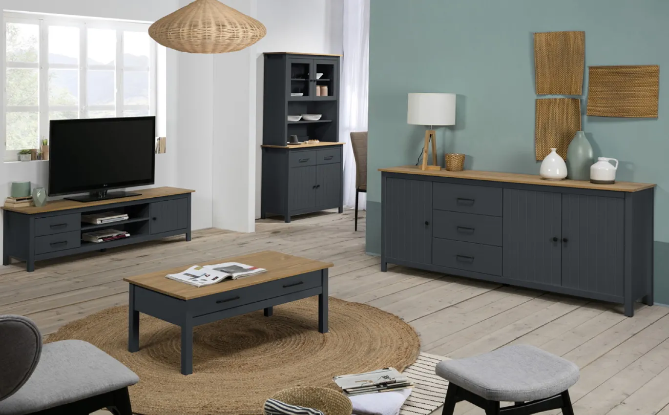 Buffetkast Miranda Blauw wax - Giga Meubel