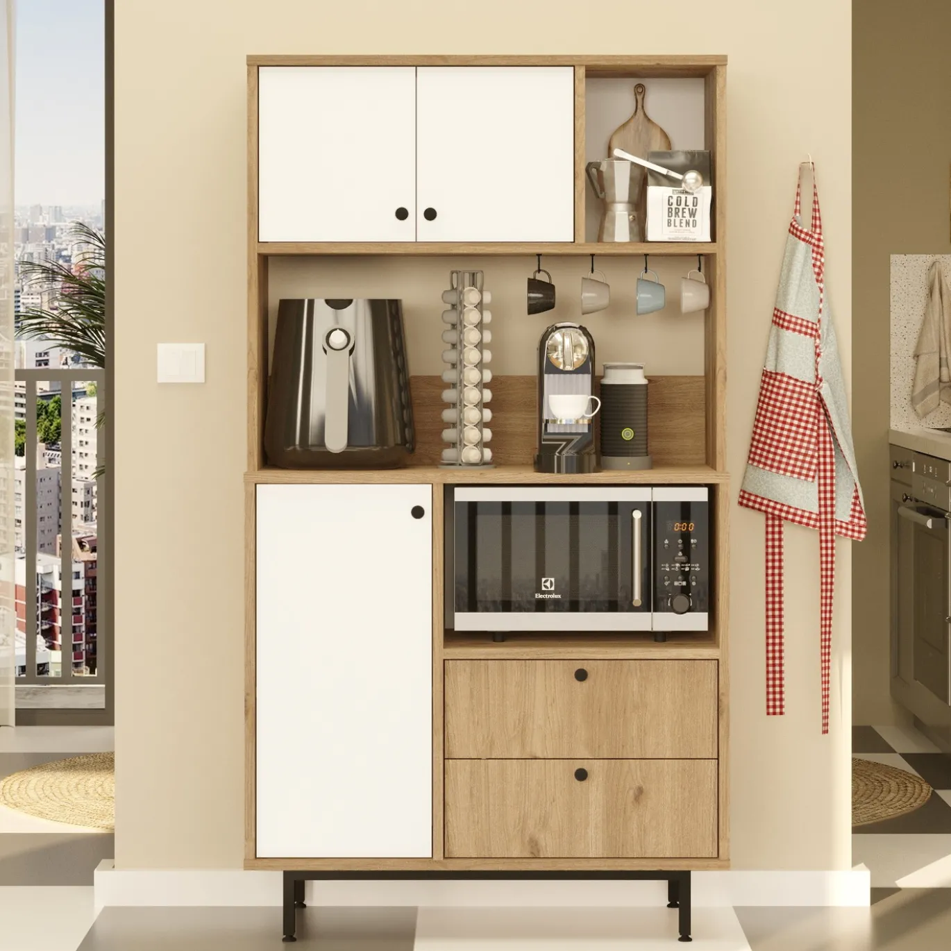 Buffetkast Roland Wit/Naturel 88x160cm
