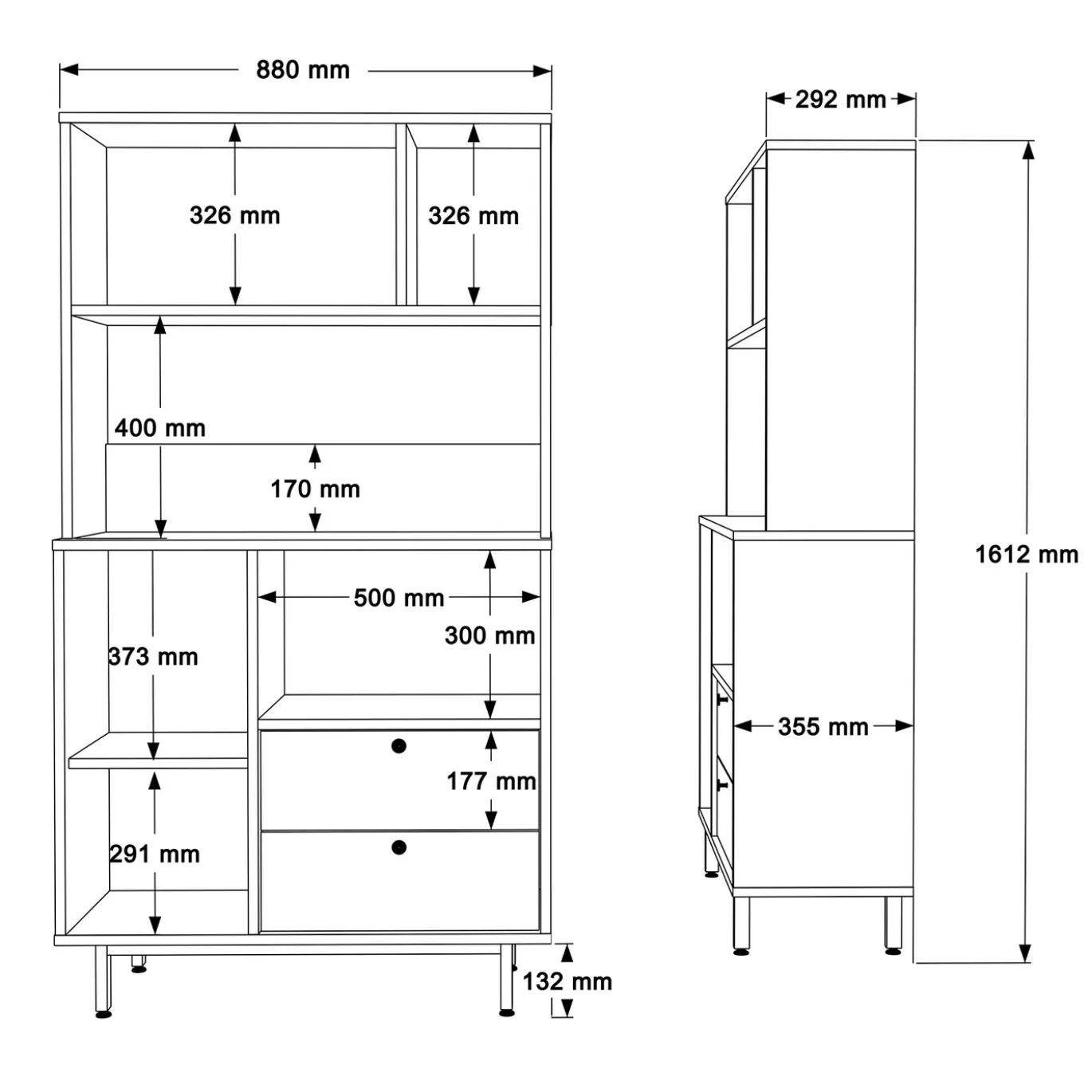 Buffetkast Roland Wit 88x160cm
