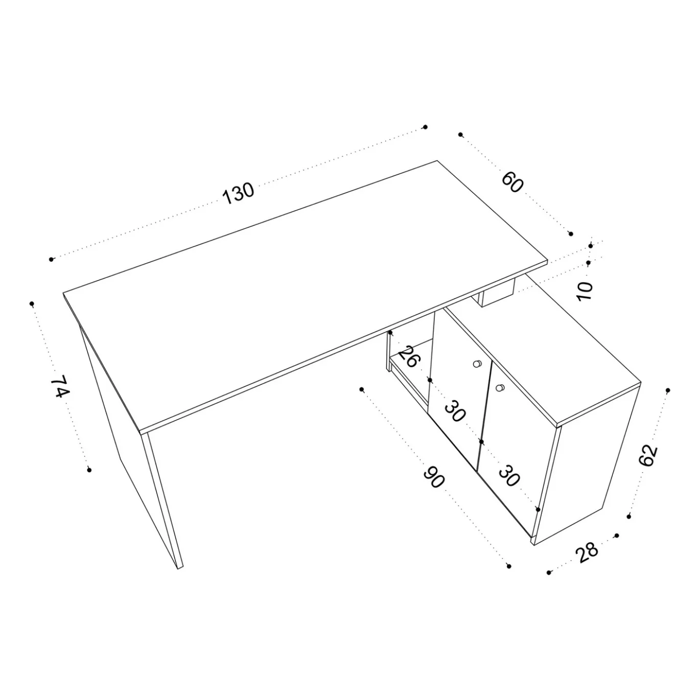 Bureau Basak Melamine Wit