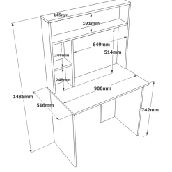 Bureau Bram Wit/Naturel 145cm
